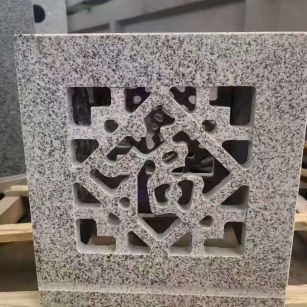 娄底 芝麻白花岗岩镂空雕花灯笼