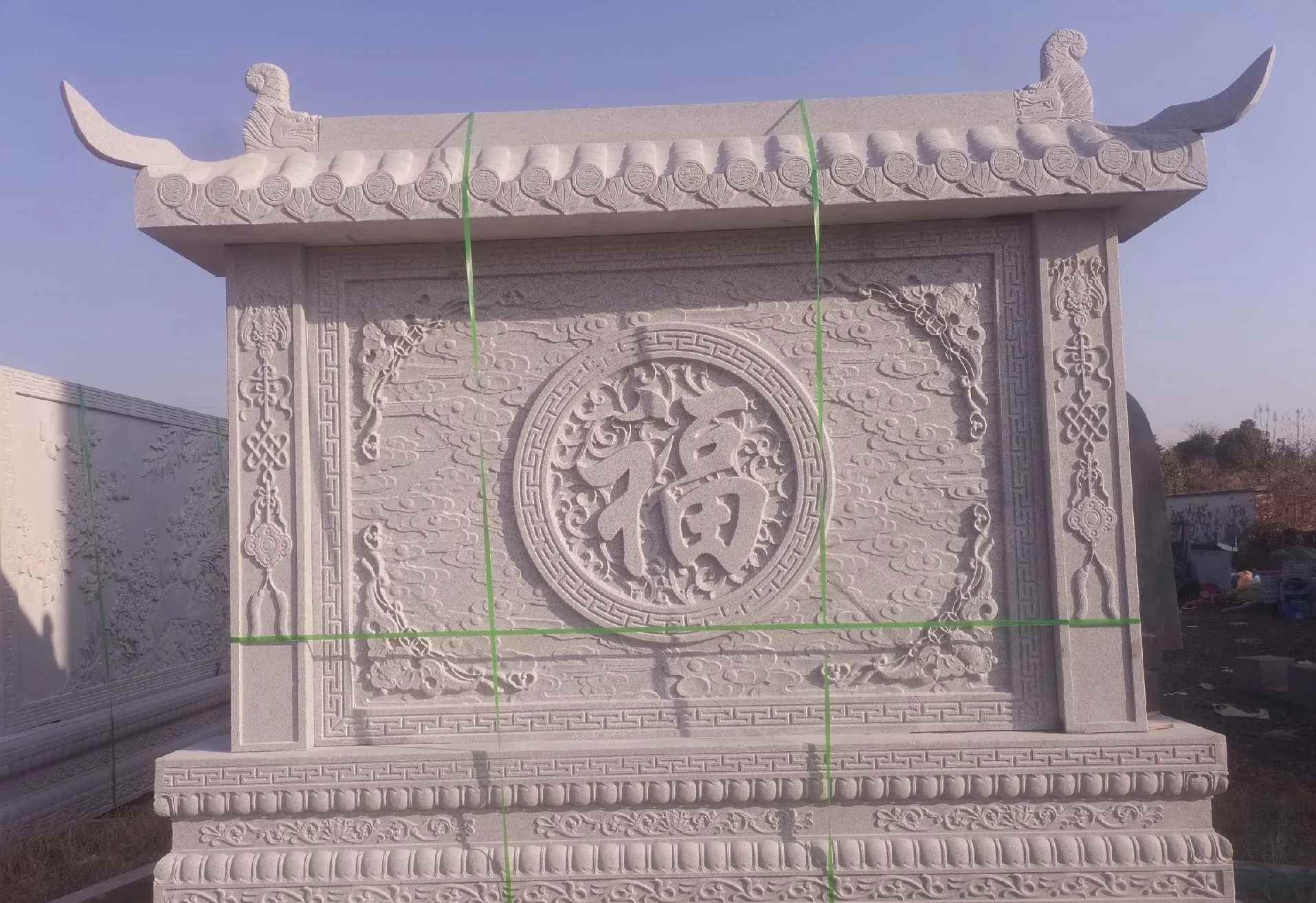 娄底 芝麻白花岗岩屏风，照壁，影壁